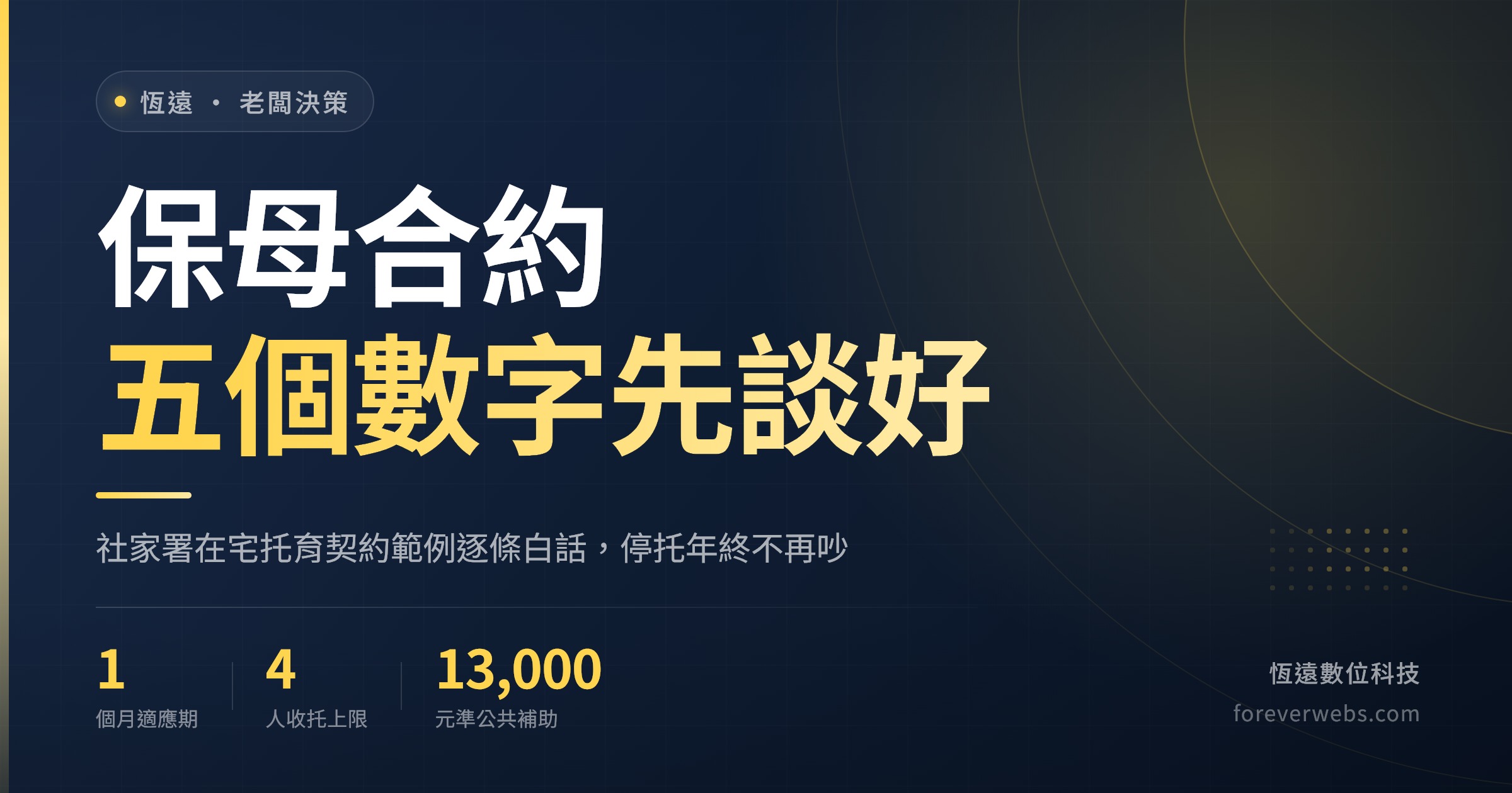 保母合約封面:社家署在宅托育契約範例逐條白話,停托與年終條款
