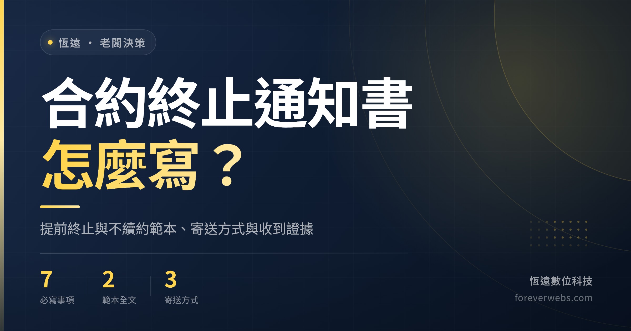 合約終止通知書怎麼寫：提前終止與不續約範本、寄送方式與對方收到的證據