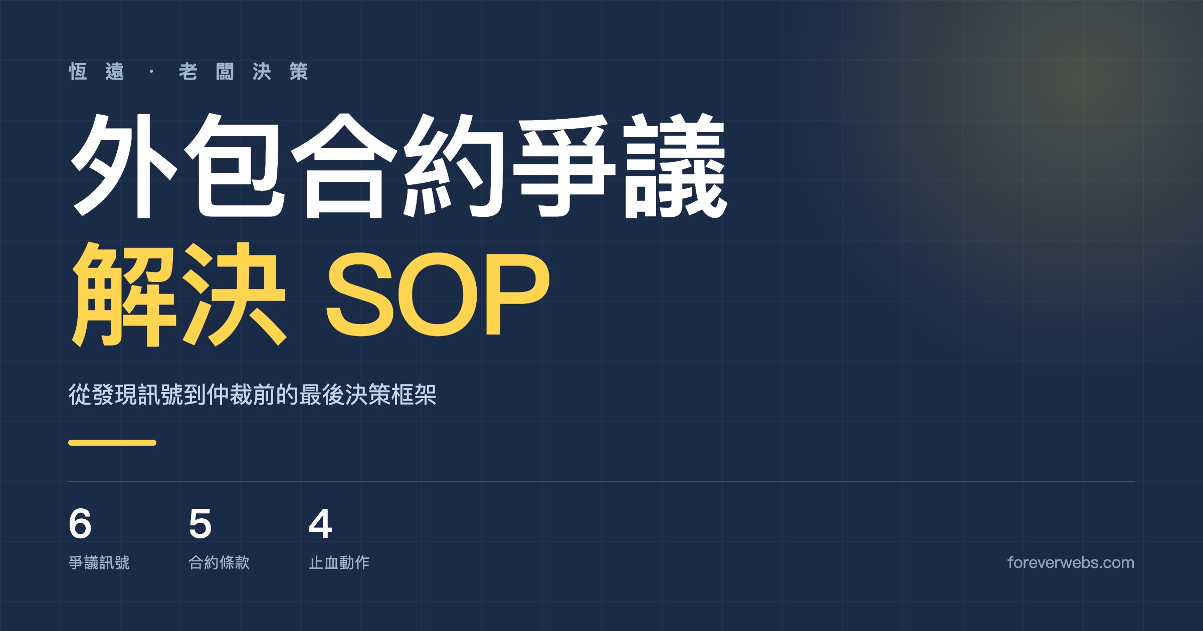 軟體外包合約爭議解決完整 SOP:6 個爭議訊號、5 條合約條款、4 個內部止血動作、3 個仲裁前的最後決策框架 封面圖
