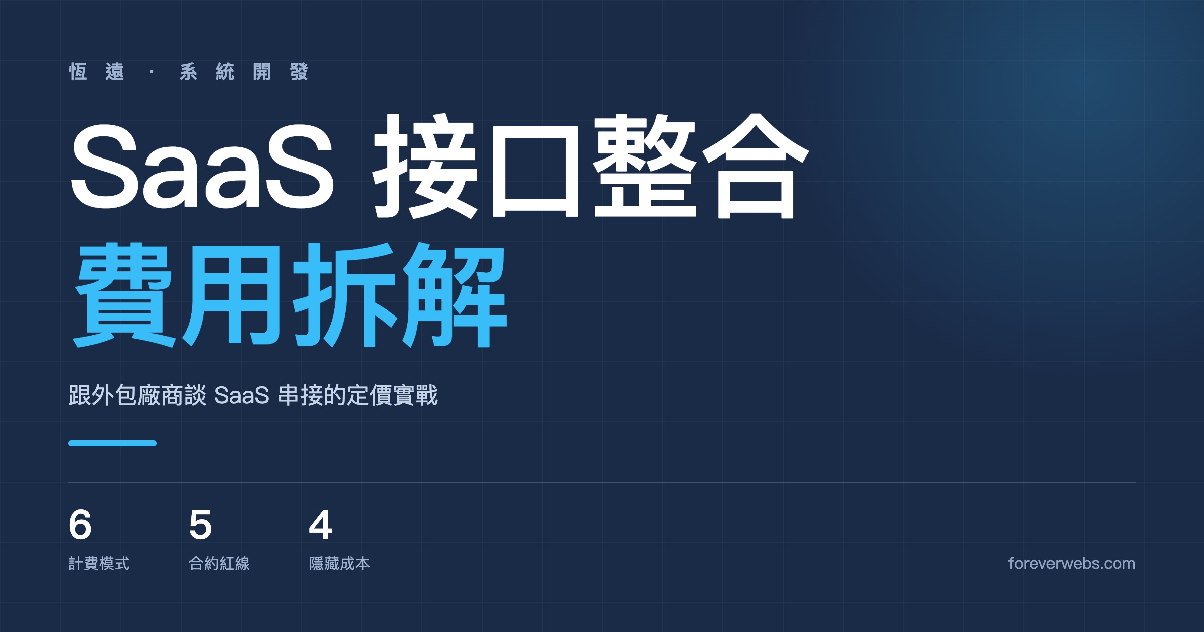 SaaS 接口整合費用完整拆解：6 種計費模式、5 條合約紅線、4 種隱藏成本，中小企業老闆與外包廠商談 SaaS 串接的定價實戰 封面圖