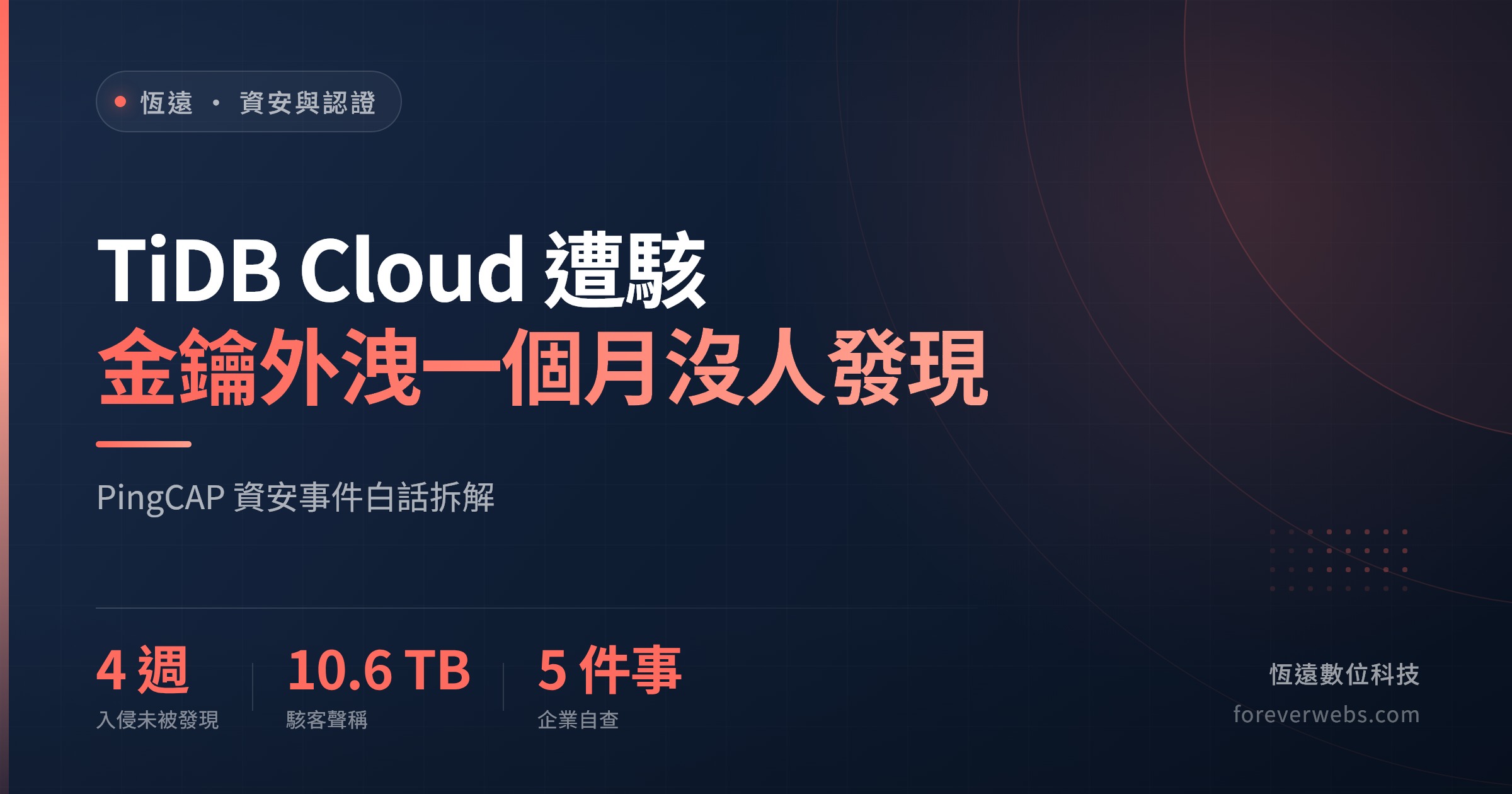 TiDB Cloud 資安事件文章封面：PingCAP 遭駭，金鑰外洩一個月沒人發現