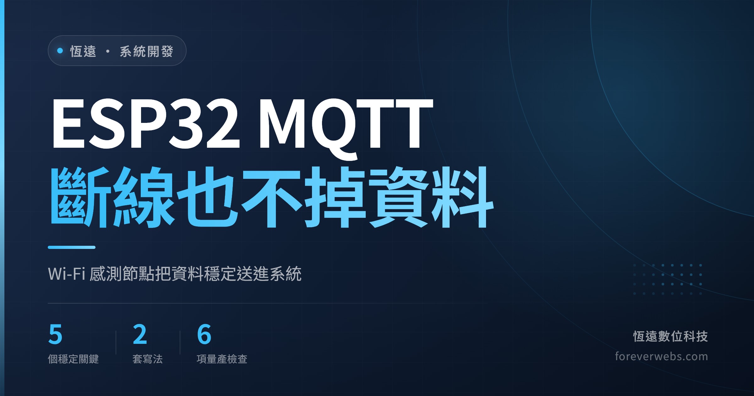 ESP32 MQTT 實作文章封面：Wi-Fi 感測節點把資料穩定送進系統，斷線重連、離線暫存與量產檢查