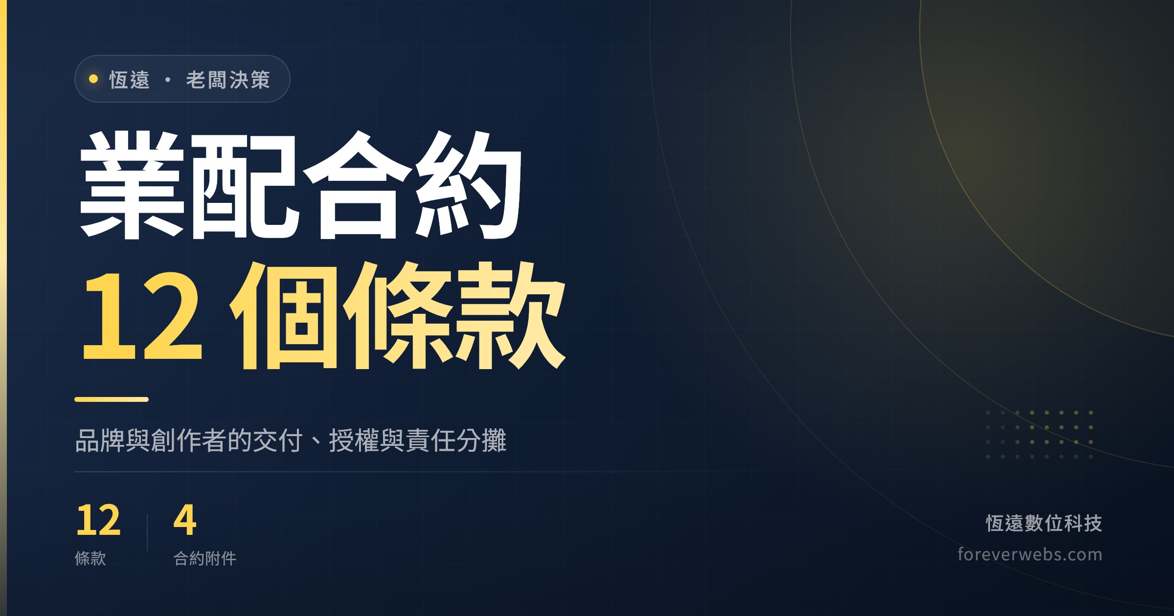 業配合約範本封面：品牌與創作者 12 個條款與合約附件