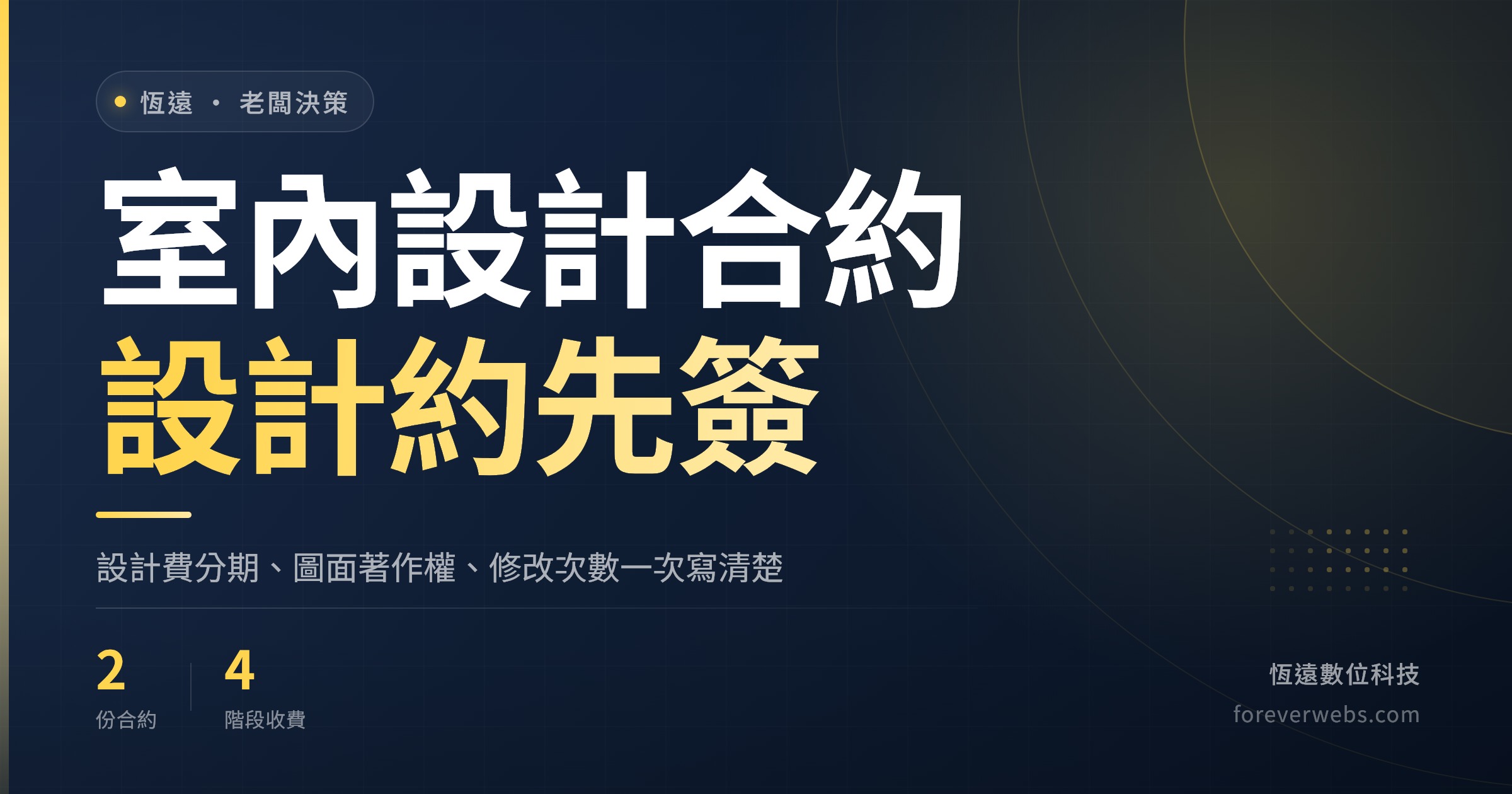 室內設計合約範本封面：設計約先簽、設計費分期與圖面著作權