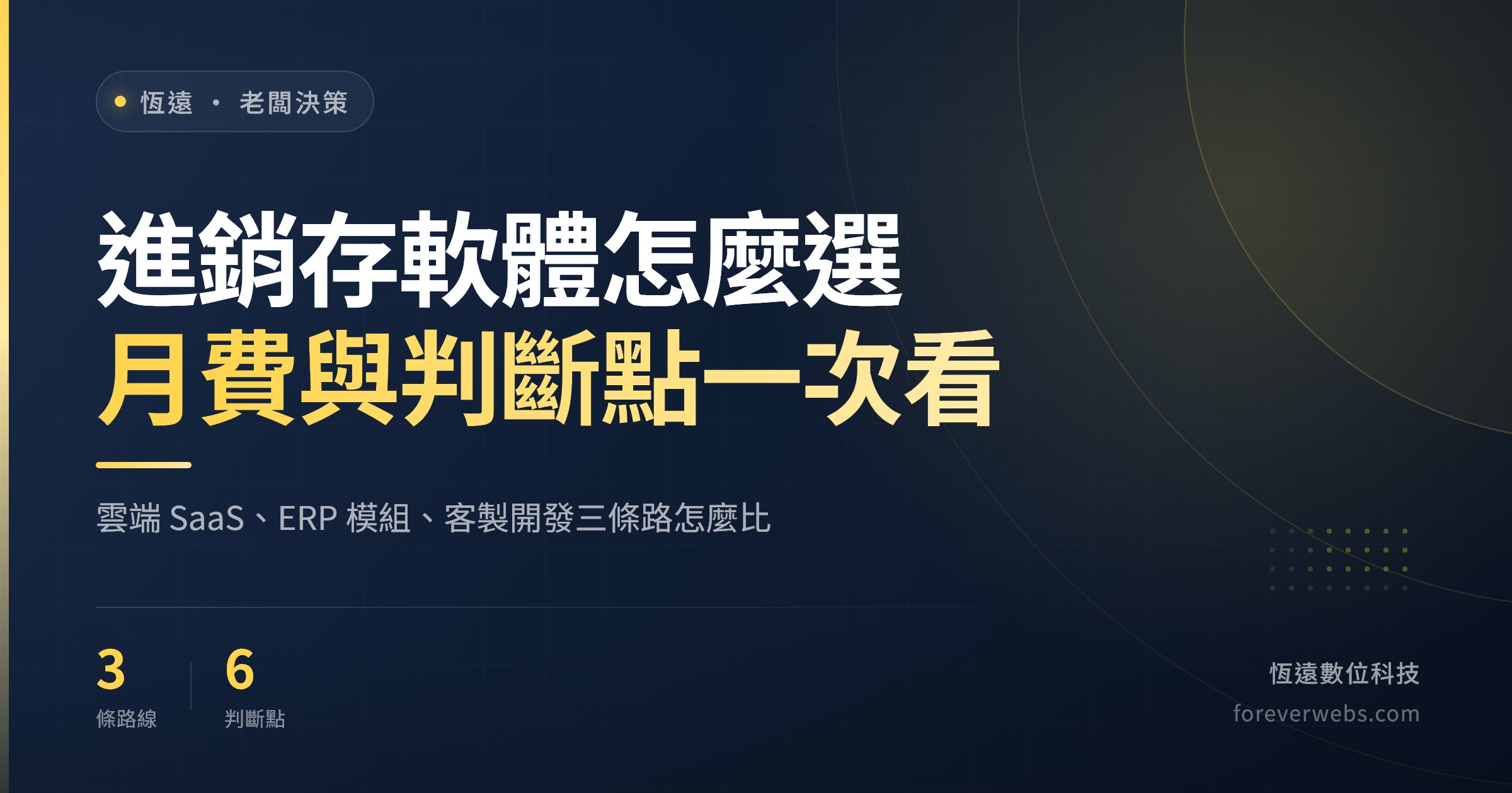 進銷存軟體怎麼選封面：雲端 SaaS、ERP 模組、客製開發三條路線與六個判斷點