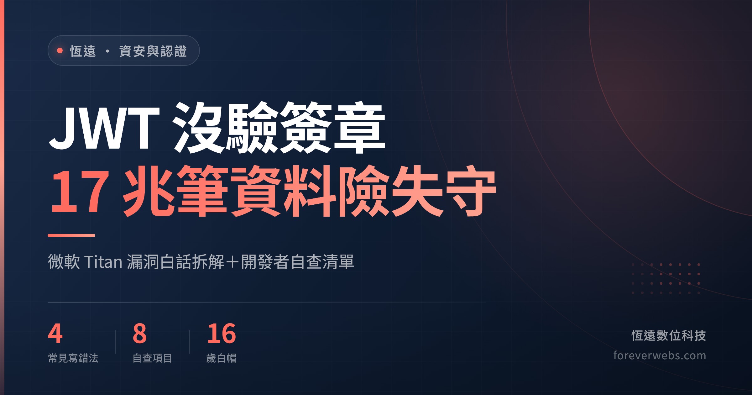 微軟 Titan JWT 漏洞拆解封面：JWT 沒驗簽章導致 17 兆筆資料險失守