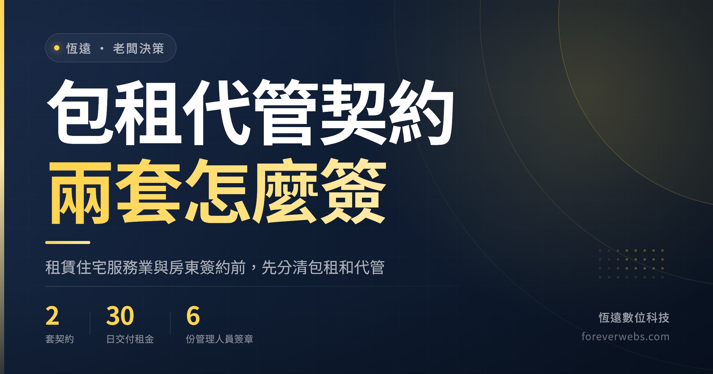 包租代管契約範本封面：租賃住宅服務業與房東簽訂包租及委託管理契約的重點