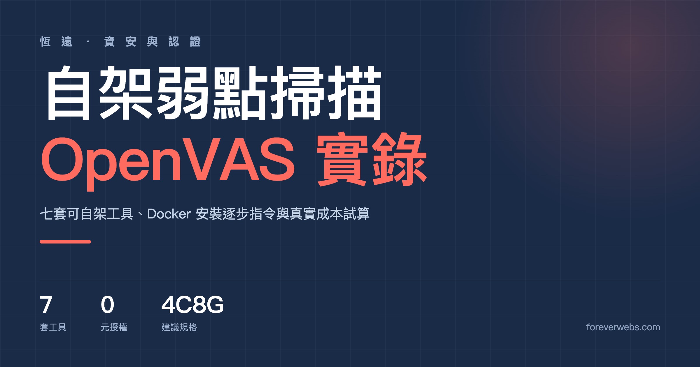 自架 OpenVAS 與 Greenbone 弱點掃描安裝實錄與成本試算封面，恆遠白話系列資安篇