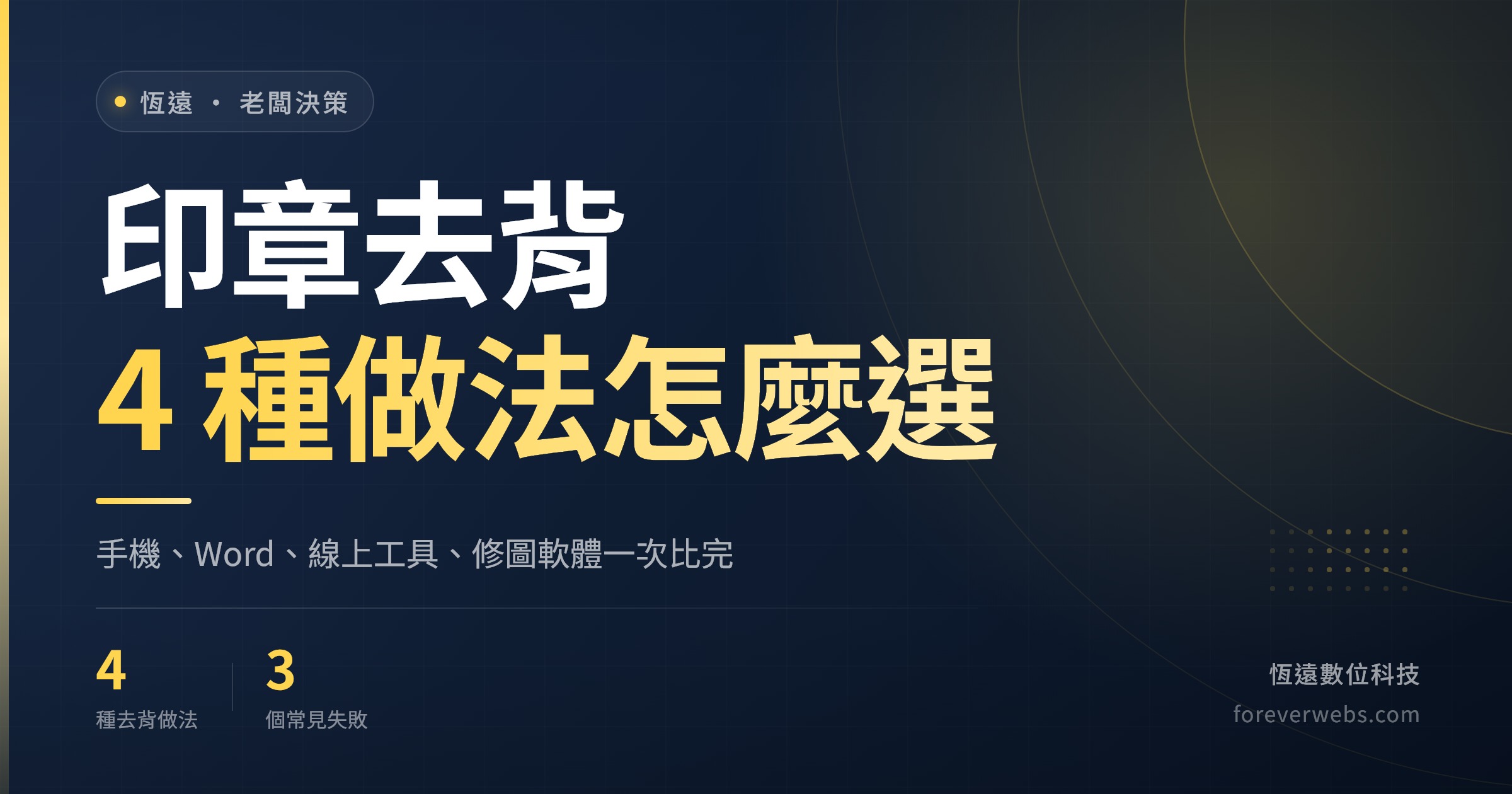 印章去背怎麼做：手機、Word、線上工具、修圖軟體四種方法比較（恆遠數位科技文章封面）