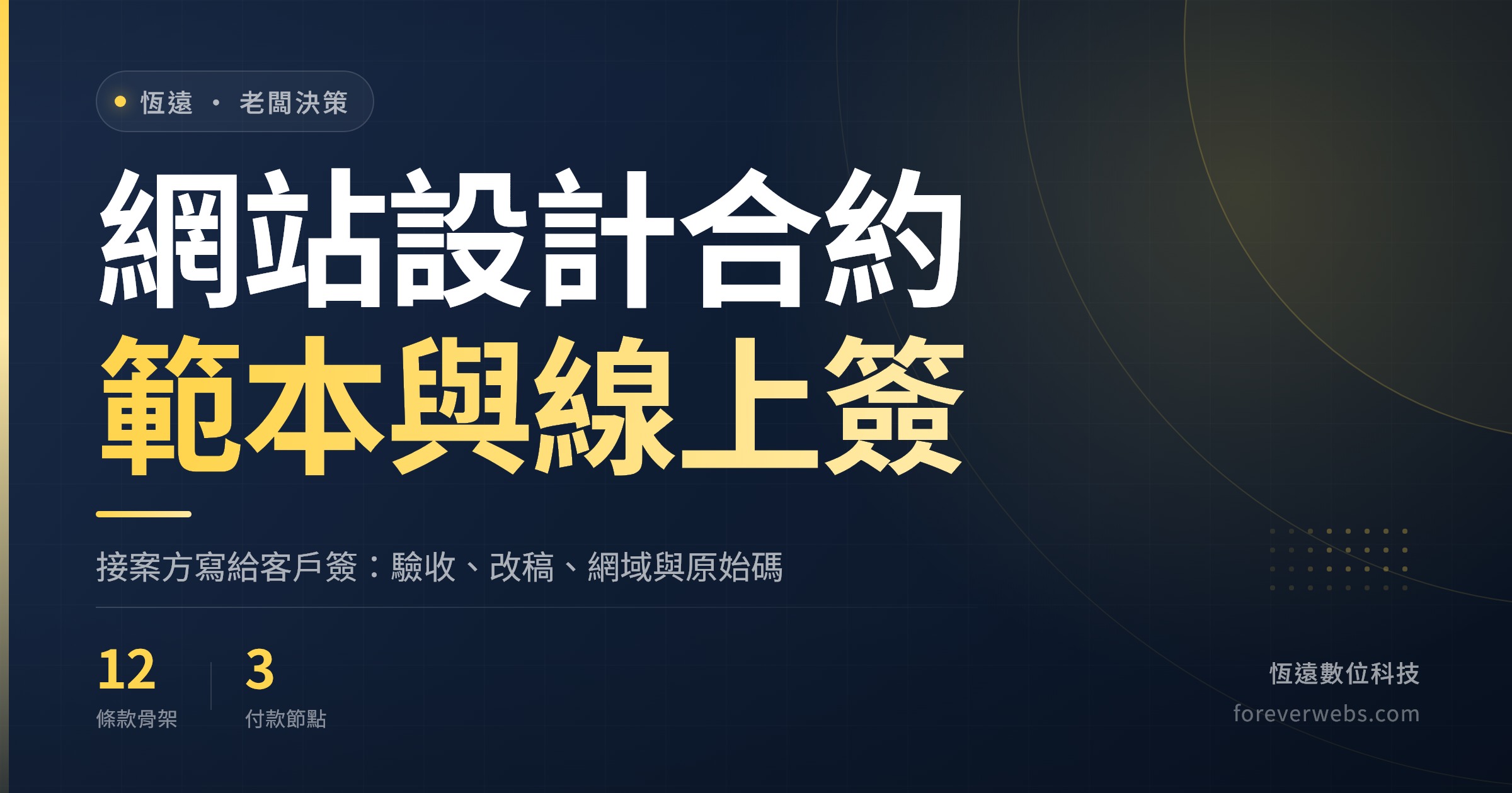 網站設計合約範本封面：驗收、改稿、網域與原始碼條款與線上簽約